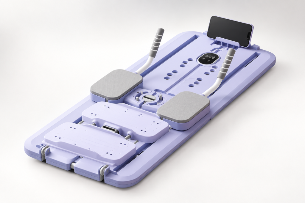 Compact Plank Training Board with Foldable Closure & Detachable Resistance Bands, Multifunctional Abdominal Trainer for Waist, Legs & Arms for Strengthening and Shaping