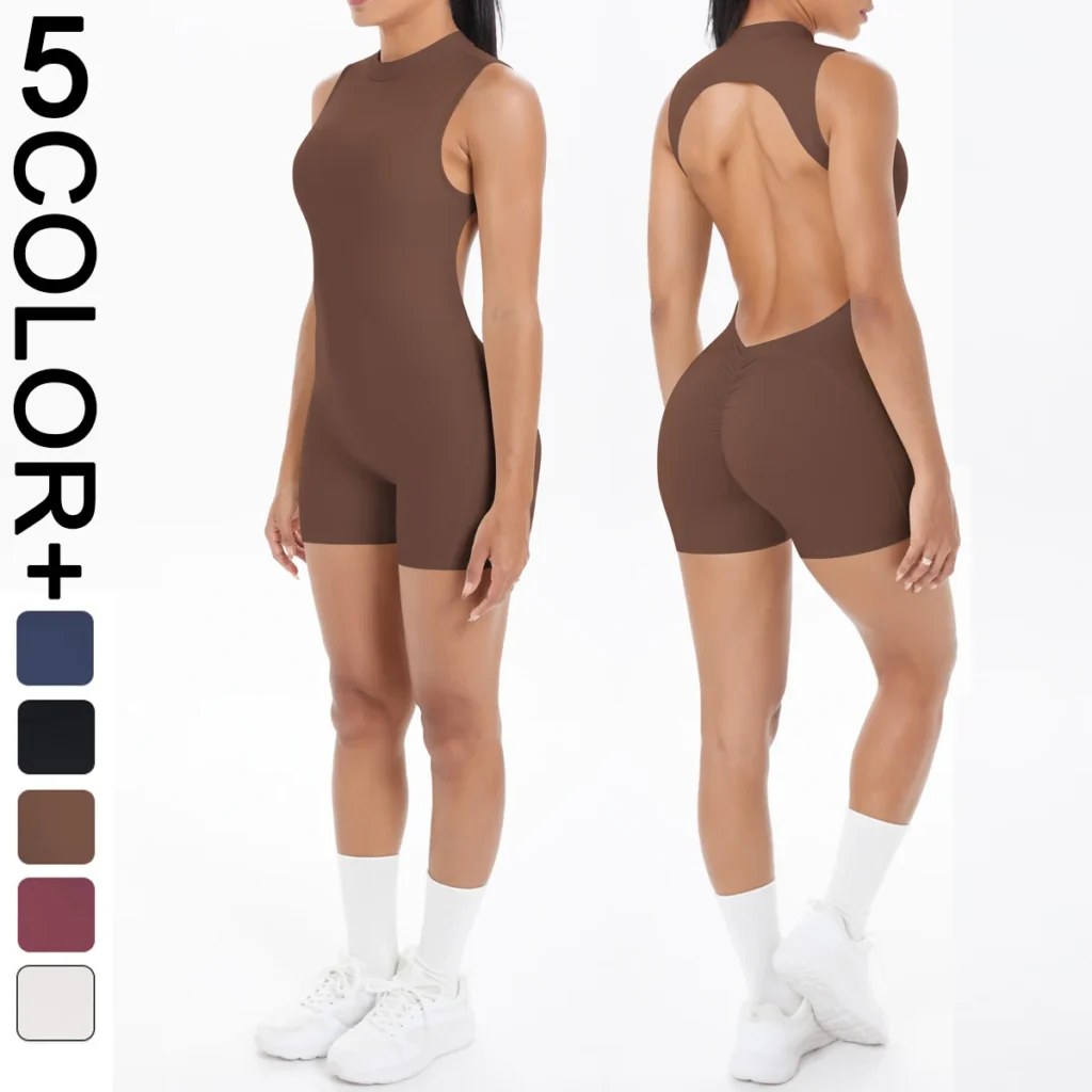 Backless Cutout Yoga Jumpsuit – Sleeveless Sculpting Bodysuit for Women