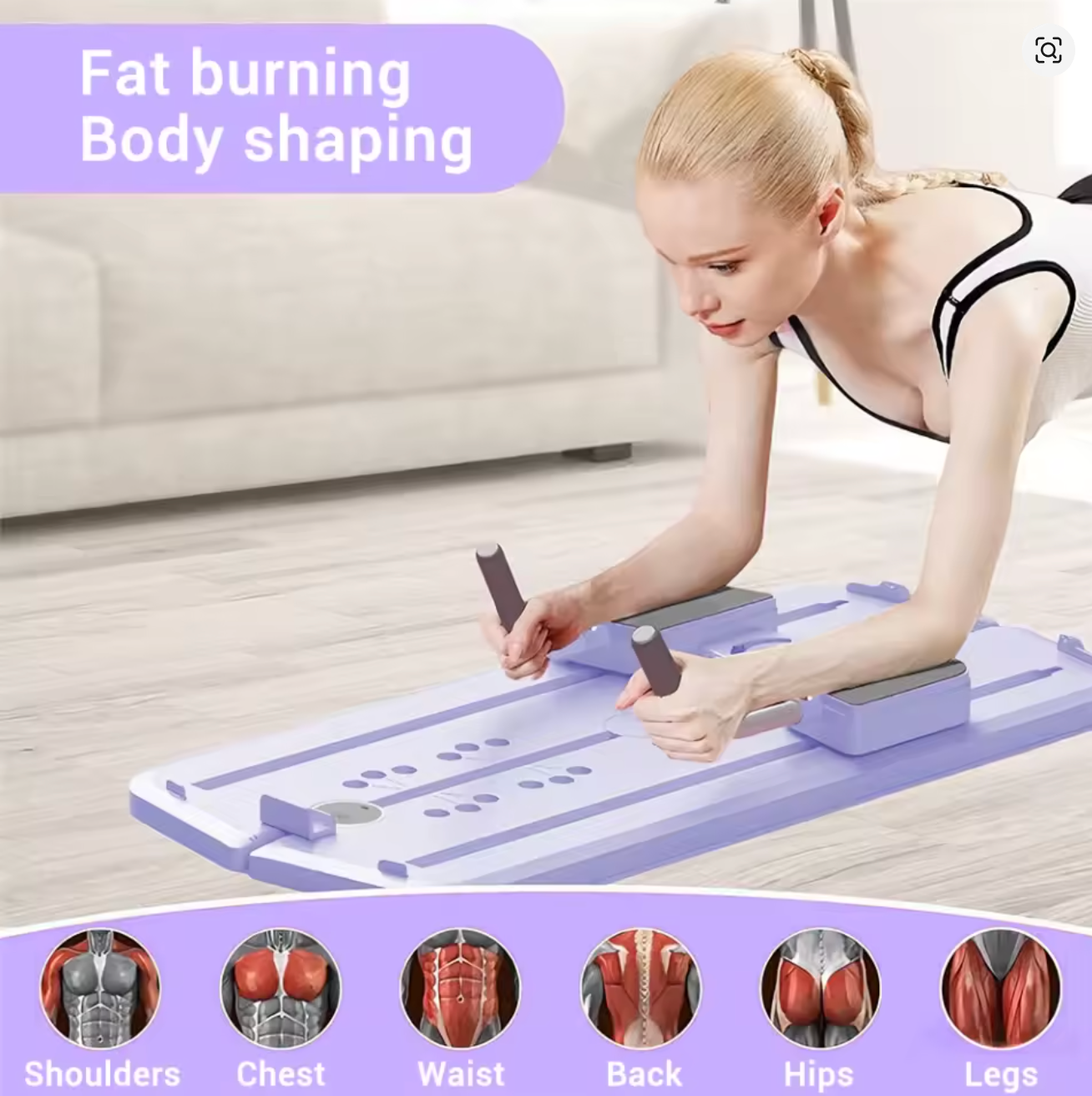 Compact Plank Training Board with Foldable Closure & Detachable Resistance Bands, Multifunctional Abdominal Trainer for Waist, Legs & Arms for Strengthening and Shaping - Image 8