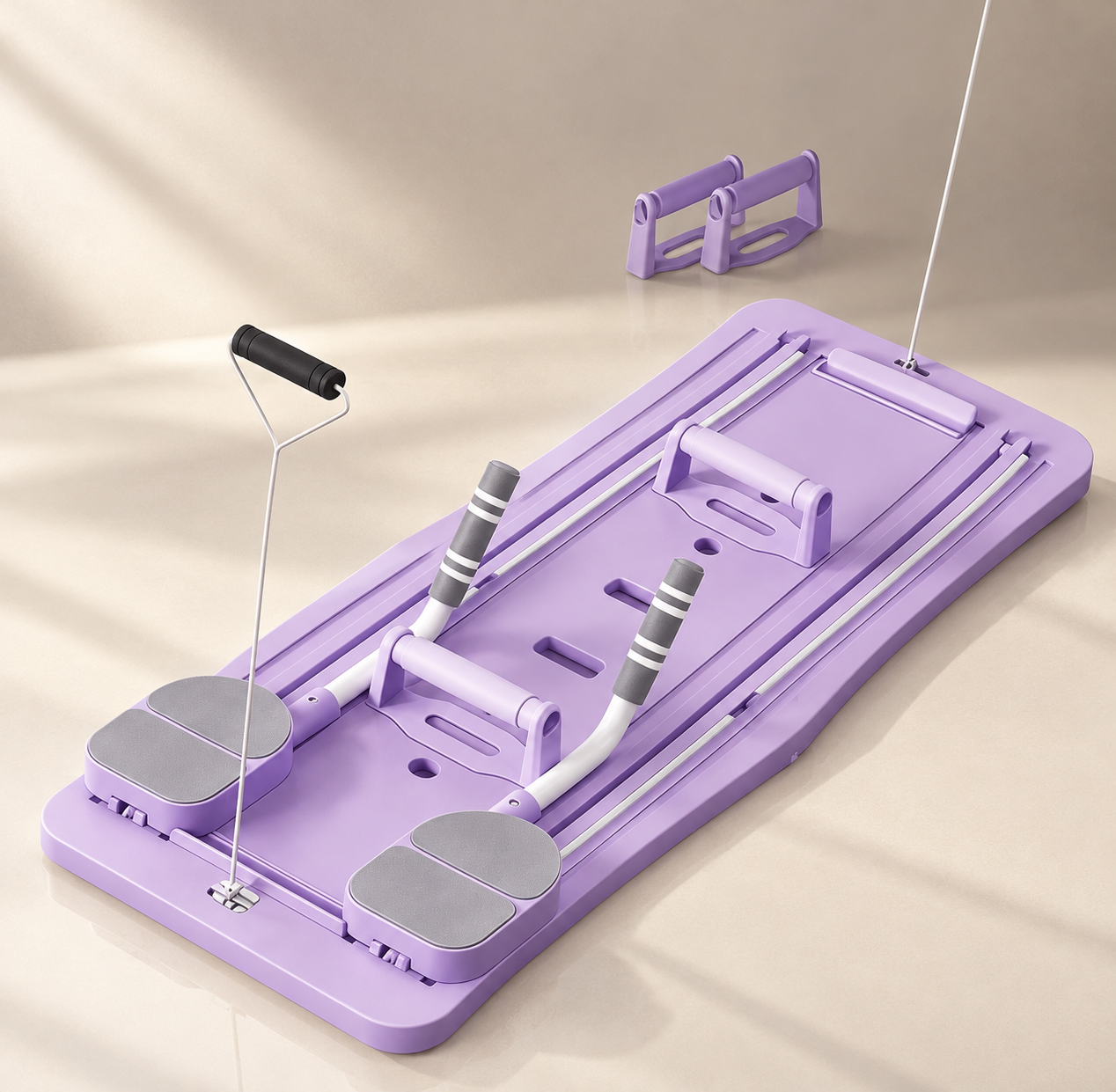 Pilates Board Glide – 4-in-1 Core Sliding Trainer with Resistance Bands, Knee Mat & Handles for Abs, Legs & Waist.