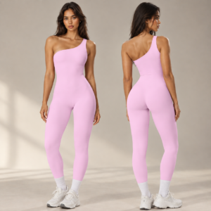 Women's 2-Piece Yoga Set – One-Shoulder Sports Bra & High-Waist Pants