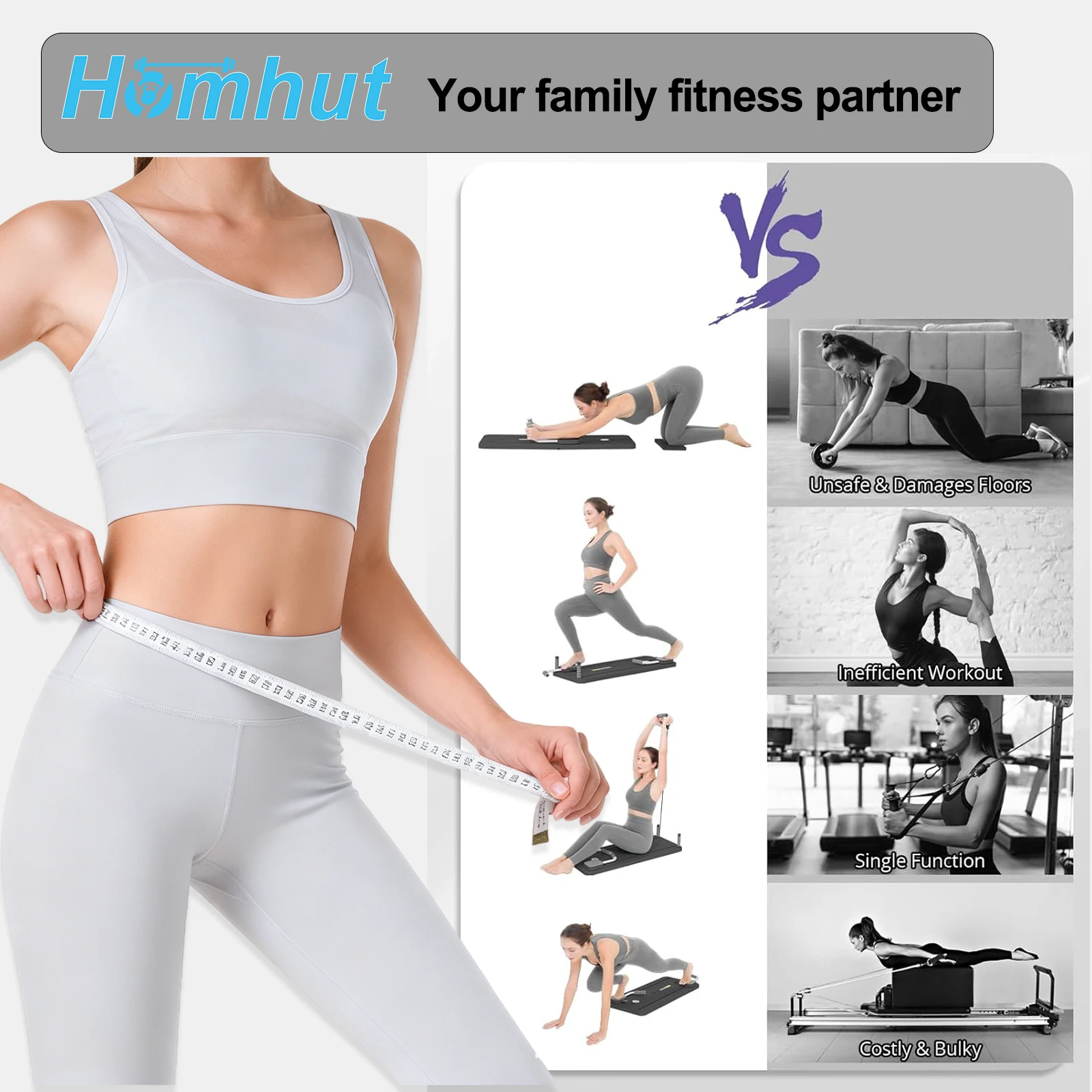 Pilates Board Glide – 4-in-1 Core Sliding Trainer with Resistance Bands, Knee Mat & Handles for Abs, Legs & Waist. - Image 5
